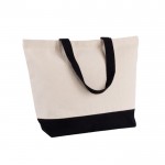 Bolsa de algodón reciclado con asa y base de colores 320 g/m2 color negro segunda vista