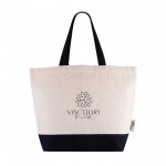 Bolsa de algodón reciclado con asa y base de colores 320 g/m2 color negro tercera vista