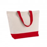 Bolsa de algodón reciclado con asa y base de colores 320 g/m2 color rojo segunda vista
