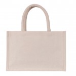 Bolsa pequeña de algodón reciclado para personalizar con asa corta color natural tercera vista