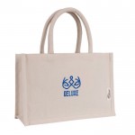 Bolsa pequeña de algodón reciclado para personalizar con asa corta color natural vista detalle 2