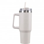 Botella de acero inox reciclado con pajita y asa de transporte 1.18 L color beige tercera vista