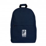 Clásica mochila de portátil de algodón con bolsillos a los lados 15'' color azul marino cuarta vista