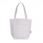 Bolsa de algodón reciclado con bolsillo exterior en un lado color natural primera vista