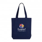 Bolsa de algodón reciclado en colores neutros 320 g/m2 color azul marino tercera vista
