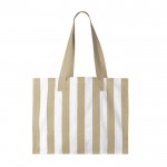 Bolsa grande de algodón reciclado con diseño de rayas verticales color beige primera vista