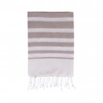 Pareo de algodón reciclado y poliéster con flecos 150 g/m2 color beige primera vista