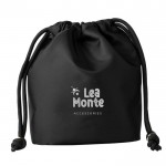 Bolsa pequeña de nylon con elegante cierre de cordones negros color negro segunda vista