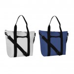 Bolsa de cuero sintético de suave tacto con doble asa negra primera vista
