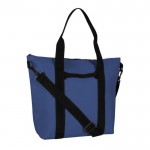 Bolsa de cuero sintético de suave tacto con doble asa negra color azul marino segunda vista