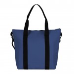 Bolsa de cuero sintético de suave tacto con doble asa negra color azul marino tercera vista