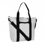 Bolsa de cuero sintético de suave tacto con doble asa negra color natural segunda vista