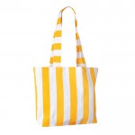 Bolsa para la playa de algodón reciclado con diseño a rayas color amarillo segunda vista
