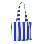 Bolsa para la playa de algodón reciclado con diseño a rayas color azul real segunda vista