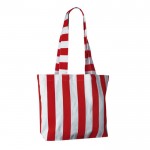 Bolsa para la playa de algodón reciclado con diseño a rayas color rojo segunda vista