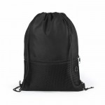 Mochila saco personalizada con bolsillo color negro primera vista