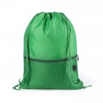 Mochila saco personalizada con bolsillo color verde primera vista