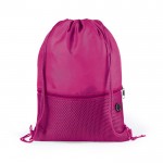 Mochila saco personalizada con bolsillo color fucsia primera vista