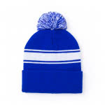 Gorro invierno con pompón color azul real