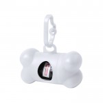 Dispensador de 15 bolsas para mascotas en forma de hueso color blanco primera vista