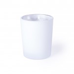 Vela aromática en recipiente de cristal color blanco