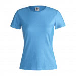 Camisetas mujer manga corta con logo color azul claro