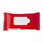 Bolsa de plástico personalizable de 10 toallitas húmedas color rojo primera vista