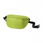 Riñonera de poliéster con cinta de clic ajustable a la cintura color verde claro vista con logo