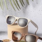 Gafas de sol de fibra de bambú con lentes negros de protección UV400
