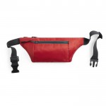 Riñonera de resistente ripstop con cinta ajustable a la cintura color rojo vista con logo