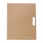 Carpeta de cartón con bloc de notas, bolígrafo y memos adhesivos color marrón tercera vista