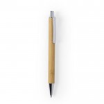 Bolígrafos de bambú con clip metálico color natural primera vista