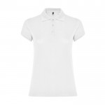 Polo de algodón en punto piqué para mujer 200 g/m2 Roly Direct Star color blanco segunda vista