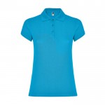 Polo de algodón en punto piqué para mujer 200 g/m2 Roly Direct Star color turquesa segunda vista