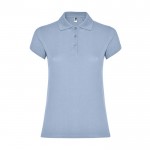 Polo de algodón en punto piqué para mujer 200 g/m2 Roly Direct Star color azul desteñido segunda vista