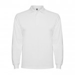 Polo de algodón de manga larga con puños canalé 220 g/m2 Roly Direct Estrella color blanco segunda vista