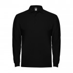 Polo de algodón de manga larga con puños canalé 220 g/m2 Roly Direct Estrella color negro segunda vista