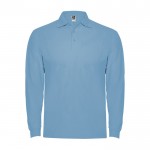 Polo de algodón de manga larga con puños canalé 220 g/m2 Roly Direct Estrella color azul claro segunda vista