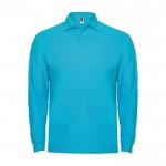 Polo de algodón de manga larga con puños canalé 220 g/m2 Roly Direct Estrella color turquesa segunda vista