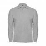 Polo de algodón de manga larga con puños canalé 220 g/m2 Roly Direct Estrella color gris claro segunda vista