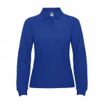 Polo de algodón de manga larga para mujer 220 g/m2 Roly Direct Estrella color azul real segunda vista