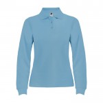 Polo de algodón de manga larga para mujer 220 g/m2 Roly Direct Estrella color azul claro segunda vista