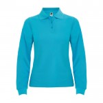 Polo de algodón de manga larga para mujer 220 g/m2 Roly Direct Estrella color turquesa segunda vista