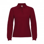 Polo de algodón de manga larga para mujer 220 g/m2 Roly Direct Estrella color granate segunda vista