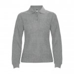 Polo de algodón de manga larga para mujer 220 g/m2 Roly Direct Estrella color gris claro segunda vista