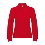Polo de algodón de manga larga para mujer 220 g/m2 Roly Direct Estrella color rojo segunda vista