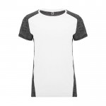 Camiseta técnica poliéster de mujer en doble color 135 g/m2 Roly Direct Zolder color blanco segunda vista