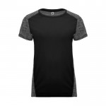 Camiseta técnica poliéster de mujer en doble color 135 g/m2 Roly Direct Zolder color negro segunda vista