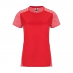 Camiseta técnica poliéster de mujer en doble color 135 g/m2 Roly Direct Zolder color rojo segunda vista