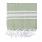 Pareo-toalla de algodón con flecos color verde claro tercera vista